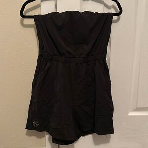 Black strapless romper